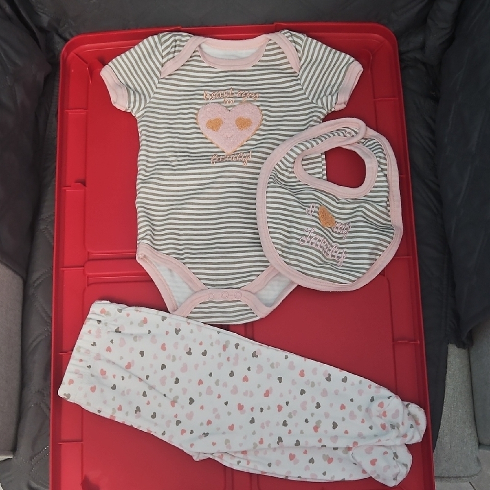 Striped Heart Baby Matching Set